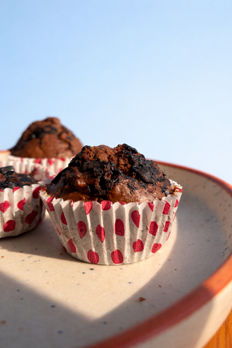 Sugar-free chocolate muffins made with Munkito monk fruit sweetener