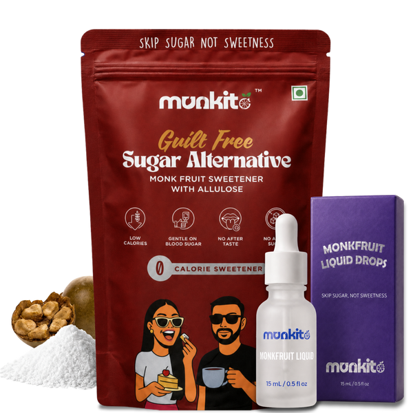 Sweetness Combo – Monk Fruit Sweetener with Allulose (300g) + Monk Fruit Liquid Drops (15ml)