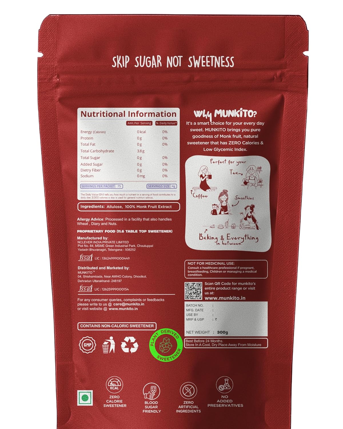 Red package with nutritional information and branding on a white background