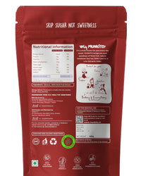 Red package with nutritional information and branding on a white background