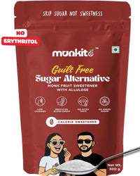 Munkito guilt-free sugar alternative packaging with a spoonful of product.